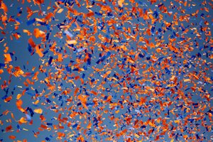 Orange and blue confetti